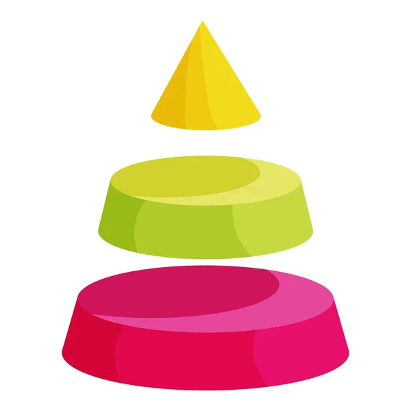 Pyramid uppdelad i tre segment lager ikonen — Stock vektor