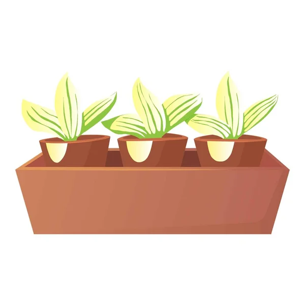 Plantes dans des pots icône, style dessin animé — Image vectorielle