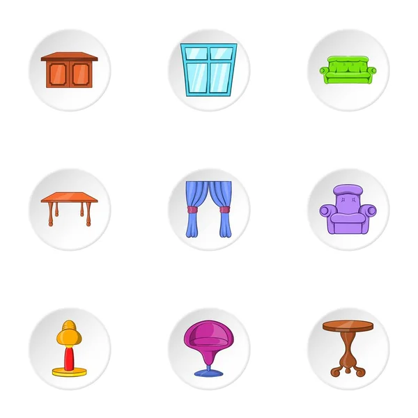 Furniture icons set, cartoon style — Stock Vector