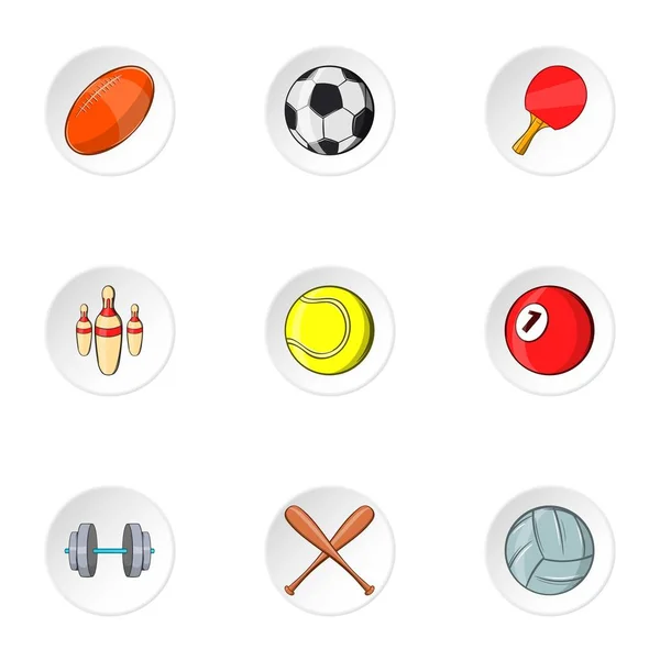 Accessori per set di icone per l'allenamento, stile cartone animato — Vettoriale Stock