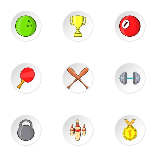 Sports stuff icons set, cartoon style — Stock Vector