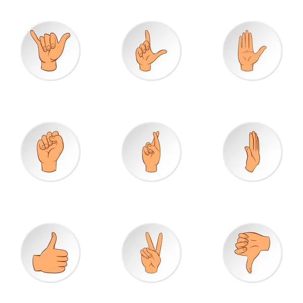 Набор значков пальцев, стиль мультфильма — стоковый вектор
