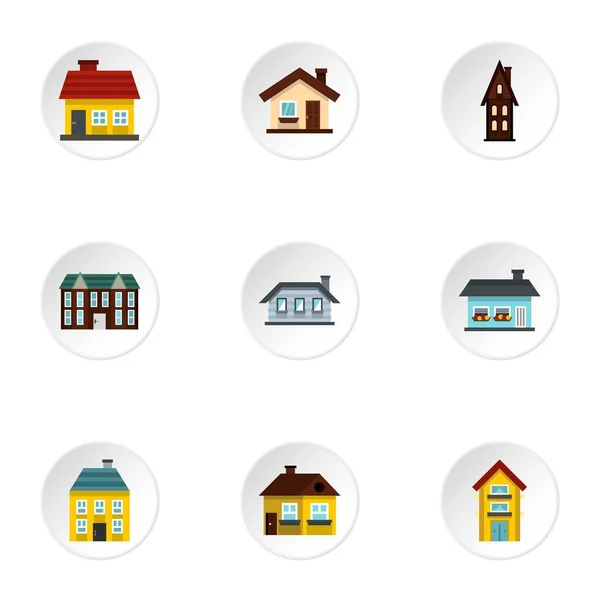 House icons set, flat style — Stock Vector