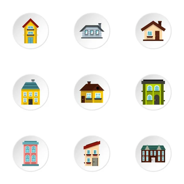 Habitation icons set, flat style — Stock Vector