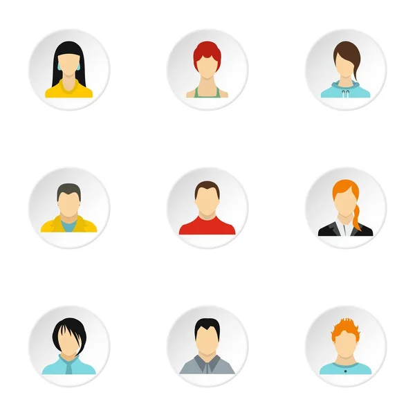 Farklı insanlar Icons set, düz stil avatar — Stok Vektör