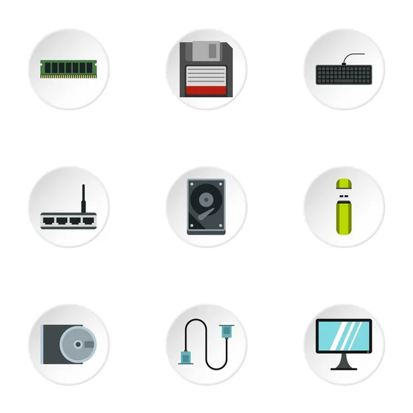 Computer repair icons set, flat style — Stock Vector