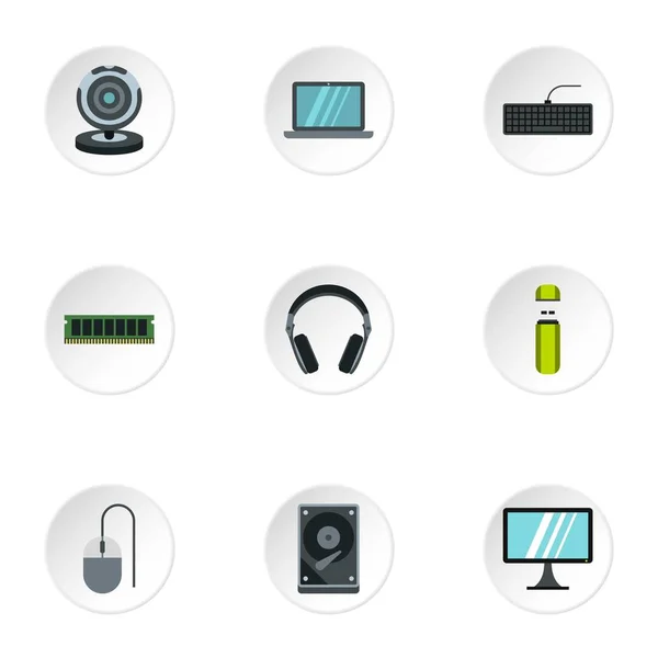 Computer protection icons set, flat style — Stock Vector