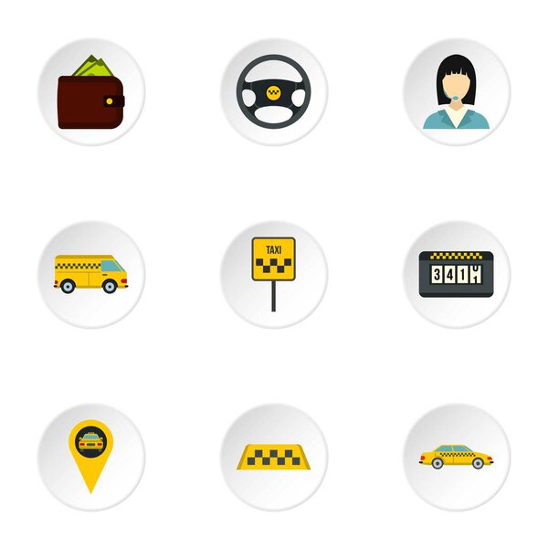 Taxi custom icons set, flat style