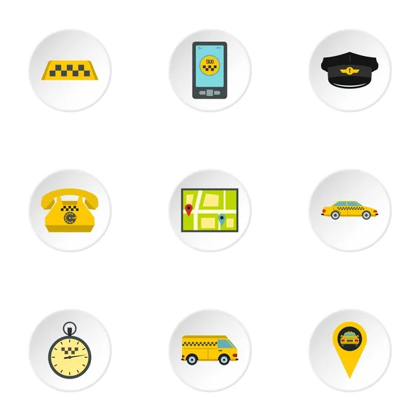 Taxi icons set, flat style — Stock Vector