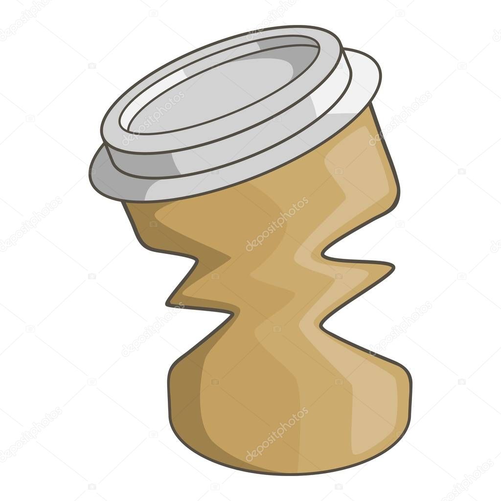 Disposable coffee paper cup icon, cartoon style
