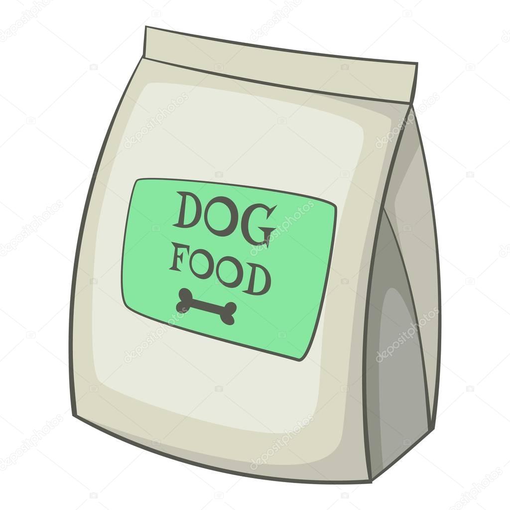 Dog food bag icon, cartoon style