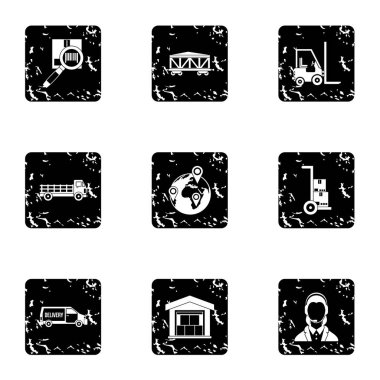 Mağaza Icons set, grunge tarzı