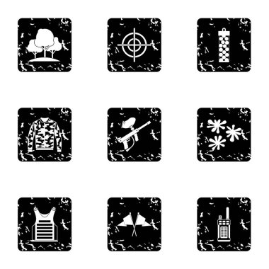 Kıyafet paintball simgeler kümesi, grunge tarzı