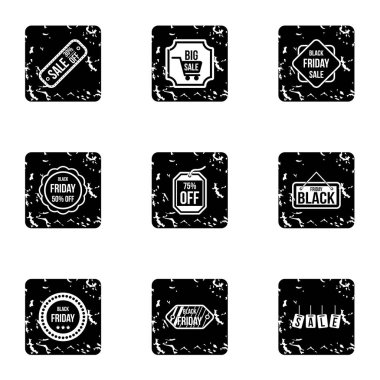 Fiyatı aşağı simgeler kümesi, grunge tarzı