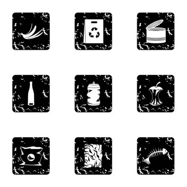 Çöp Icons set, grunge tarzı