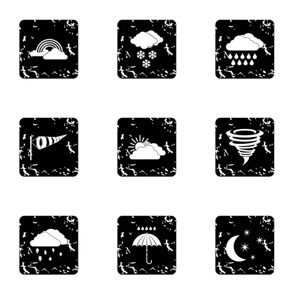 Conjunto de iconos de temperatura del aire, estilo grunge — Vector de stock