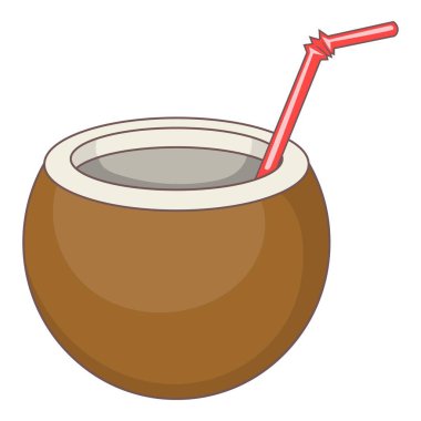 Hindistan cevizi kokteyl simgesi, karikatür tarzı