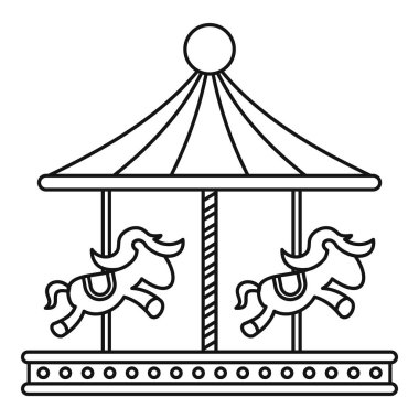 Vintage carousel atları simgesi, anahat stili ile