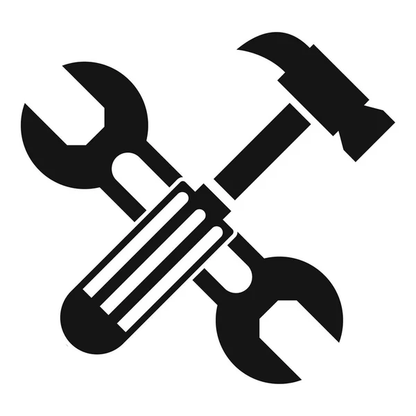 Icona con martello e chiave a vite, stile semplice — Vettoriale Stock