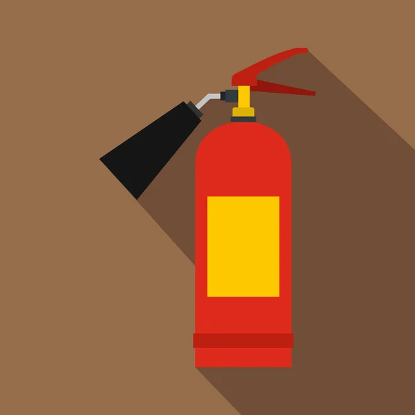 Значок красного огнетушителя, плоский стиль — стоковый вектор