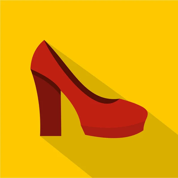 Red high heel shoes icon, flat style — Stock Vector
