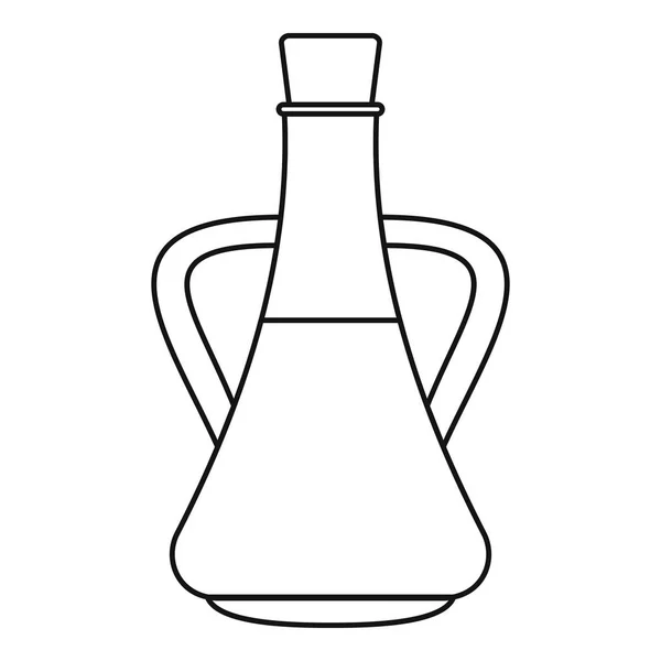 Bouteille avec icône d'huile d'olive, style contour — Image vectorielle