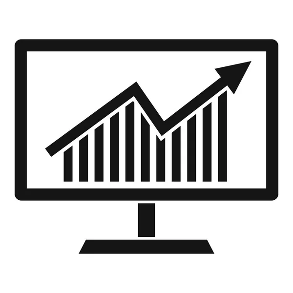 Estadísticas sobre el icono del monitor, estilo simple — Vector de stock