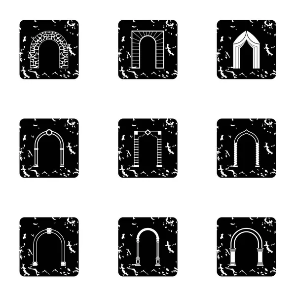 Diferentes arcos iconos conjunto, estilo grunge — Vector de stock