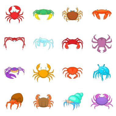 Renkli Yengeç Icons set, karikatür tarzı