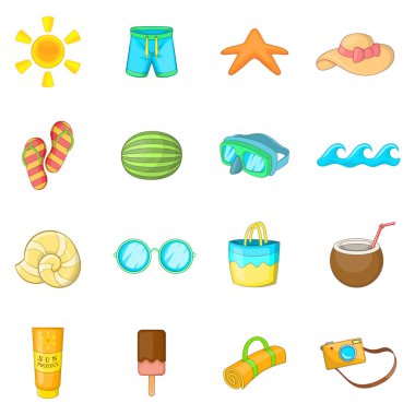 Yaz öğeleri simgeler ayarla, tarzı çizgi film