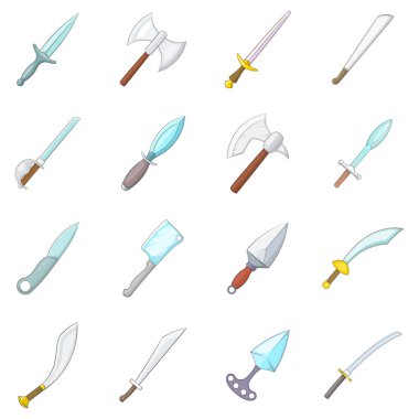 Çelik silah Icons set, karikatür tarzı