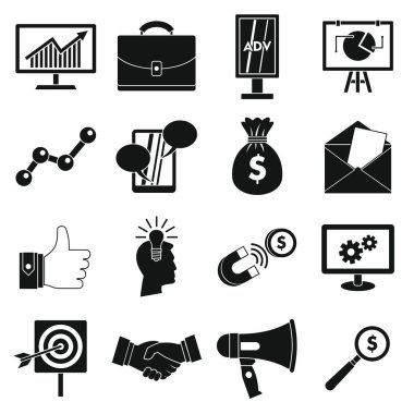 Pazarlama öğeleri Icons set, basit tarzı