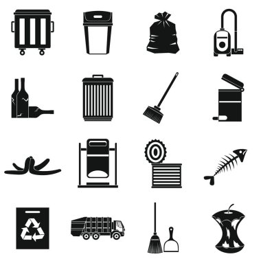 Çöp şey Icons set, basit tarzı