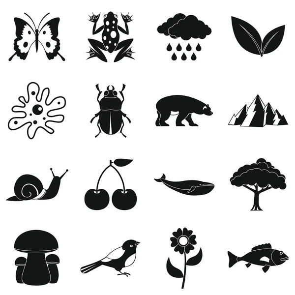 Conjunto de iconos de artículos de naturaleza, estilo simple — Archivo Imágenes Vectoriales