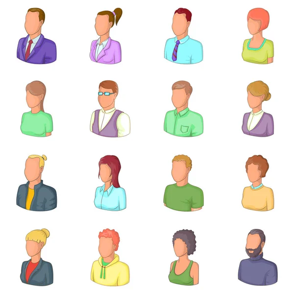 Different people icons set, cartoon style — Stock Vector