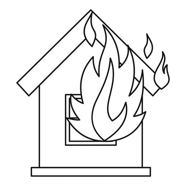 House on fire icon, outline style — Stock Vector