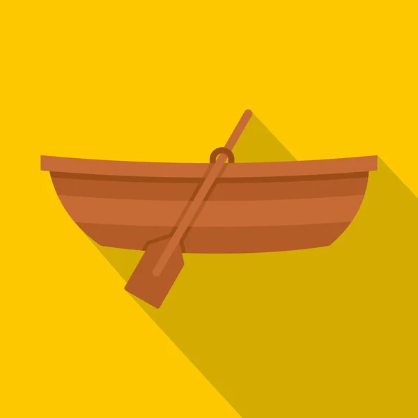 Wooden boat icon, flat style — Stock Vector