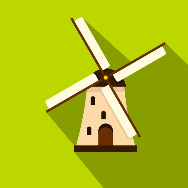 Icono de molino de viento, estilo plano — Vector de stock