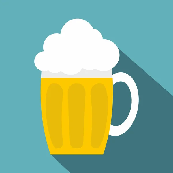 Taza de cristal del icono de la cerveza, estilo plano — Vector de stock