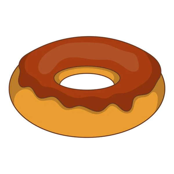 Icono de donut de chocolate, estilo de dibujos animados — Archivo Imágenes Vectoriales