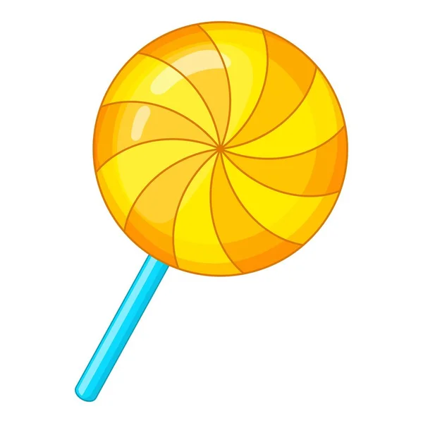 Caramelo en un icono de palo, estilo de dibujos animados — Vector de stock