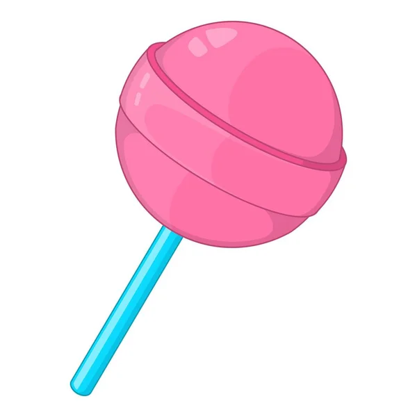 Round pink lollipop icon, cartoon style — Stock Vector