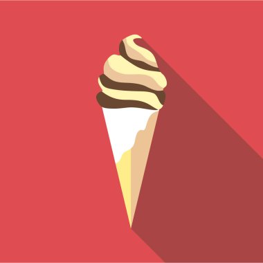 Dondurma waffle koni simgesi, düz stil