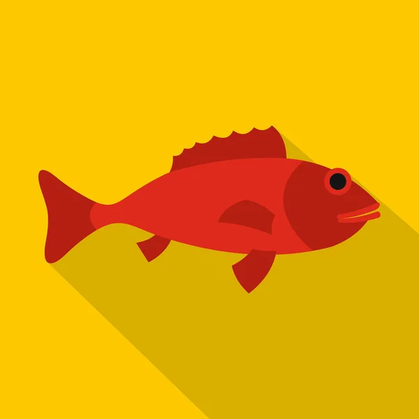 Icône poisson, style plat — Image vectorielle