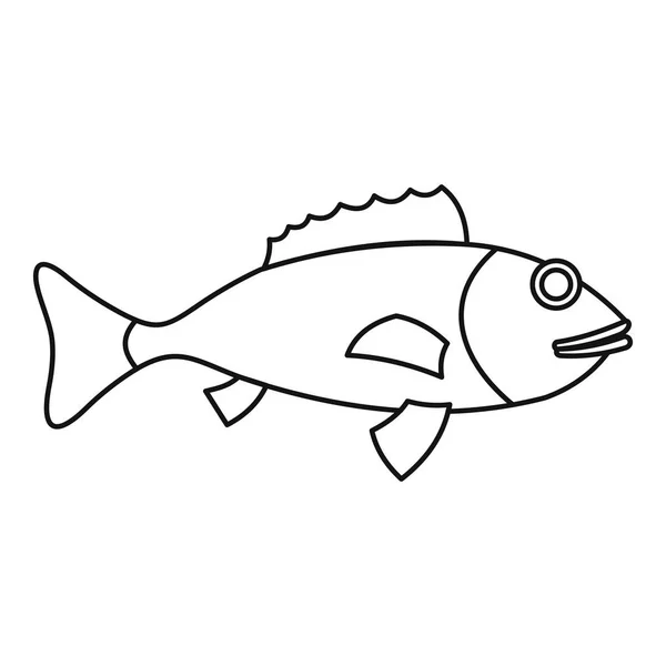 Fisch-Ikone, Umriss-Stil — Stockvektor