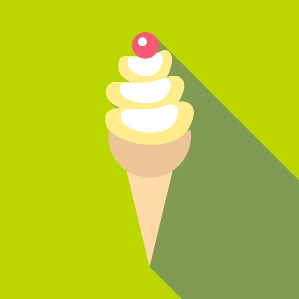 Ice cream in cone icon, flat style — Stock Vector