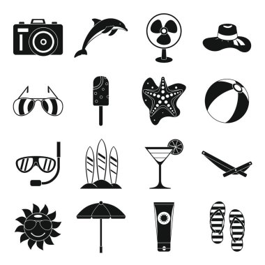 Yaz dinlenme Icons set, basit tarzı