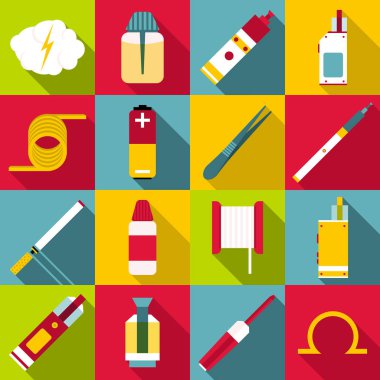 E-Sigara araçları simgeler ayarla, stil düz