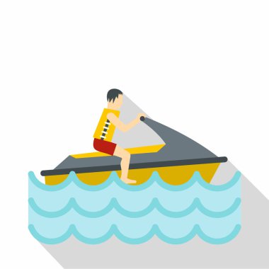 Jet ski rider Icon, düz stil