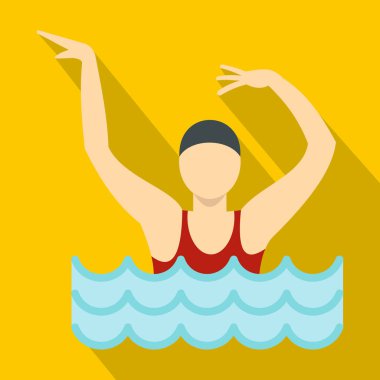 Şekil bir Yüzme Havuzu simgesinde dans, düz stil
